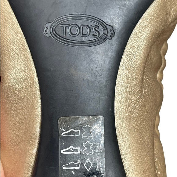 TOD'S Gold and Sequin Square toe flats size 8 - Picture 11 of 15